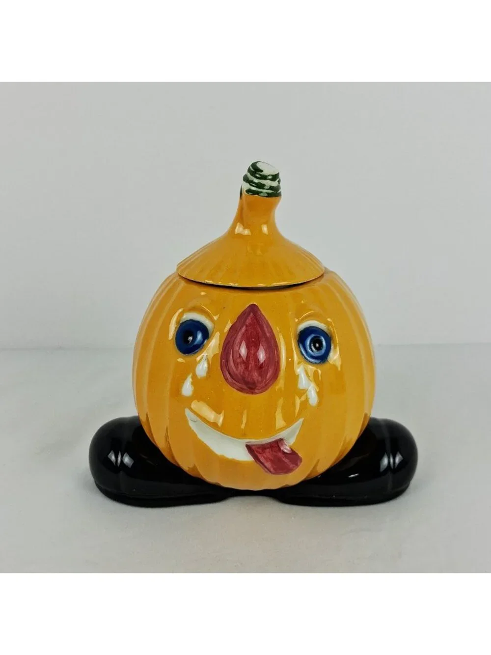 VTG 1975 GARE INC Anthropomorphic Ceramic Crying Onion Hand-Painted Jar with Lid